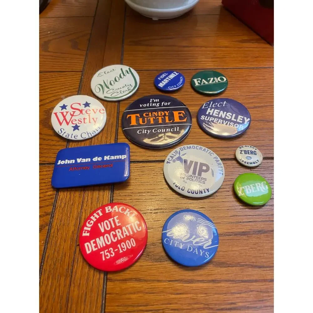 13 Vintage California Political Campaign Buttons Yolo Sacramento Zberg Fazio